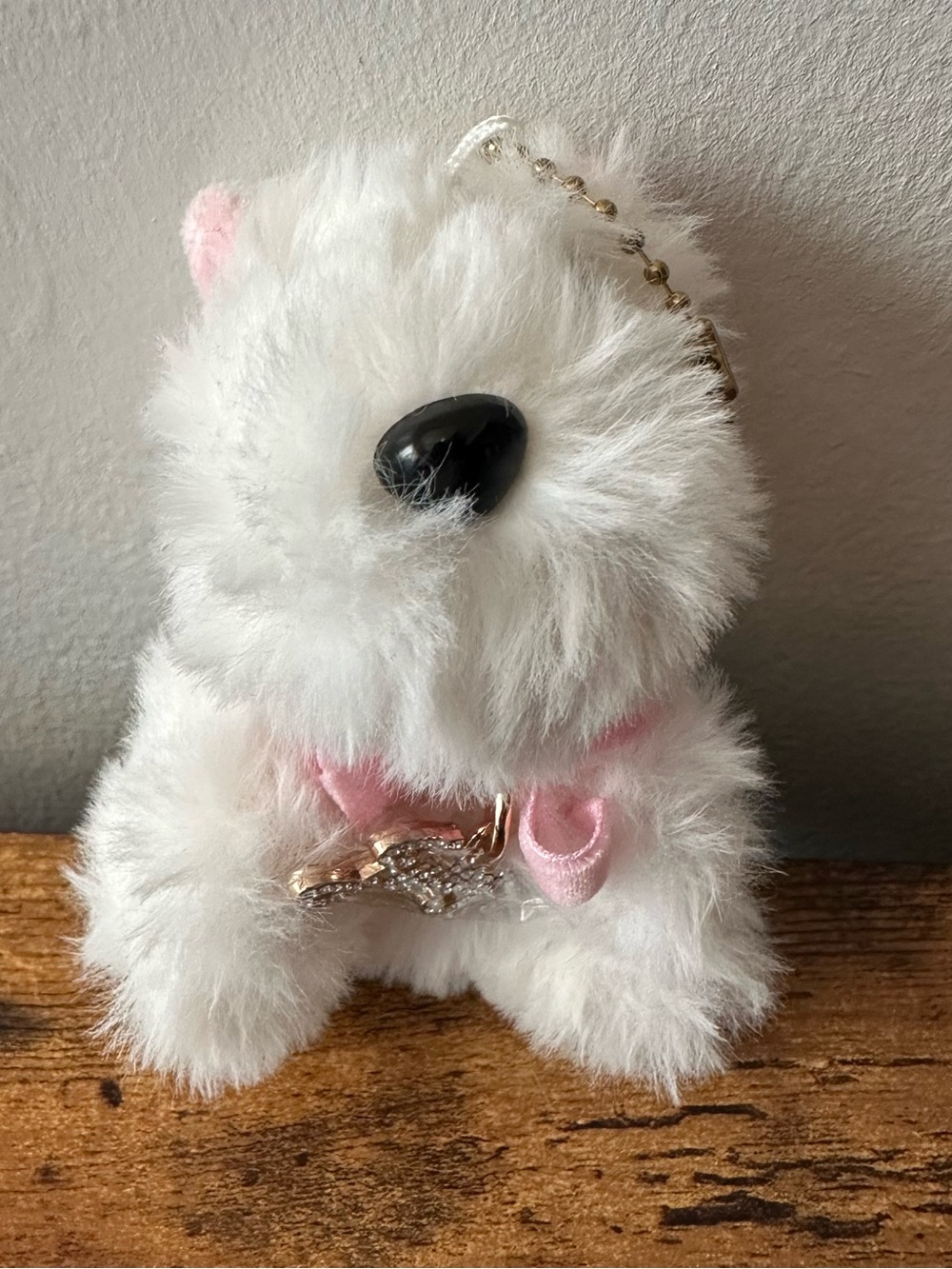 Juicy Couture White Plush Bear Bag Charm Keychain Rhinestone Juicy Collar NWOT